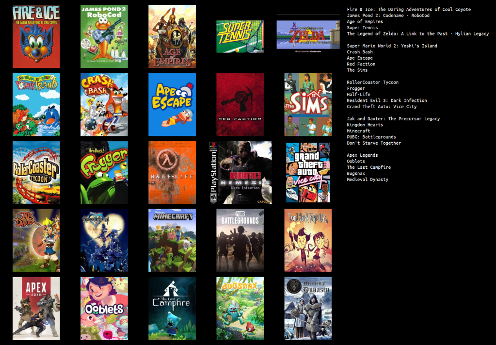 My top games&nbsp;🕹️